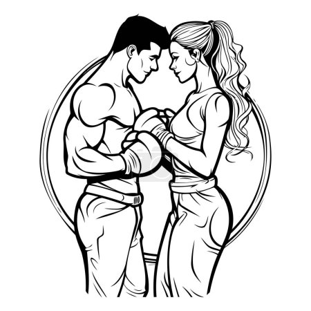 Illustration for Vector illustration of a couple of lovers kissing. hugging and kissing. - Royalty Free Image