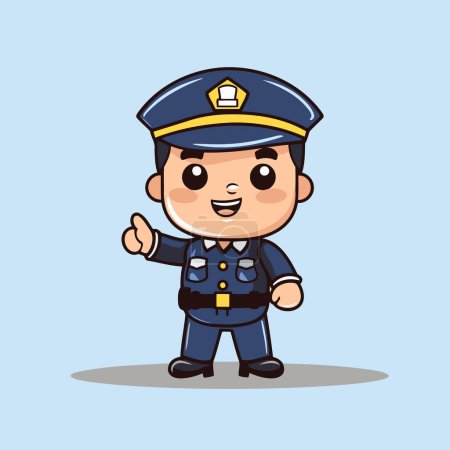 Illustration for Policeman character design. Cute and funny cartoon vector illustration. - Royalty Free Image