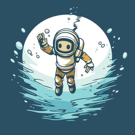 Ilustración de Astronauta en el espacio. Ilustración vectorial de un personaje de dibujos animados. - Imagen libre de derechos