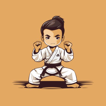 Téléchargez les illustrations : Combattant de taekwondo. Illustration vectorielle d'un combattant taekwondo. - en licence libre de droit