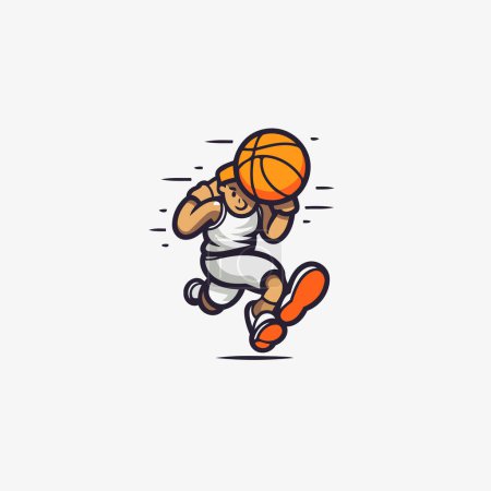 Illustration for Basketball player. vector logo design template. Basketball player with ball. - Royalty Free Image