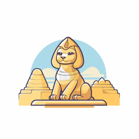 Illustration for Egyptian Sphinx. Vector illustration in flat style on white background. - Royalty Free Image