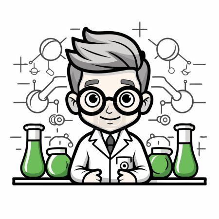 Illustration for Scientist Vector Icon - Cartoon Illustration of a Chemist. - Royalty Free Image