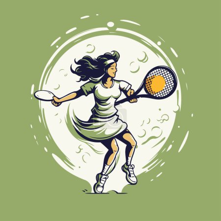 Ilustración de Jugador de tenis. Ilustración vectorial de un tenista en acción. - Imagen libre de derechos