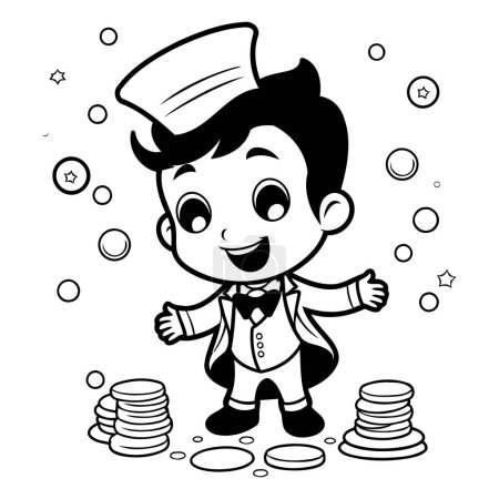 Ilustración de Dibujos animados ilustración de un niño vestido como un marinero con monedas. - Imagen libre de derechos