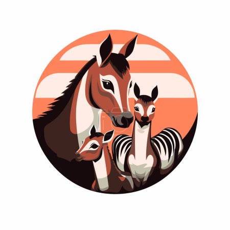 Illustration for Horse and foal on the background of the American flag. - Royalty Free Image