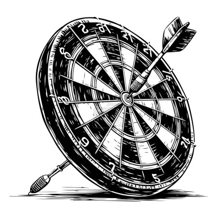 Illustration for Dartboard with arrows. Vector illustration of a dartboard. - Royalty Free Image