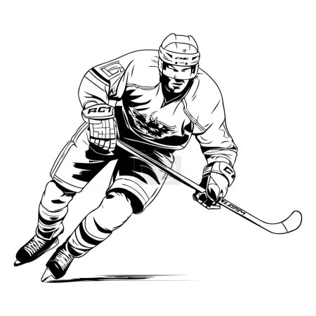 Illustration for Hockey player. Vector illustration of a hockey player in action. - Royalty Free Image