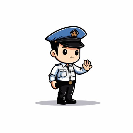 Illustration for Policeman - Cartoon Policeman Vector Illustration on White Background - Royalty Free Image