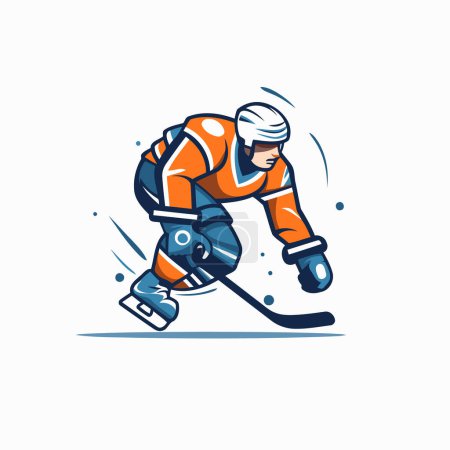 Illustration for Hockey player vector logo. Ice hockey player vector logo design. - Royalty Free Image