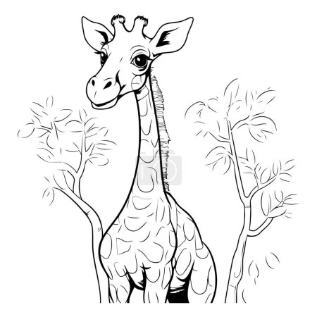 Téléchargez les illustrations : Girafe dans la jungle. esquisse pour votre design. Illustration vectorielle - en licence libre de droit