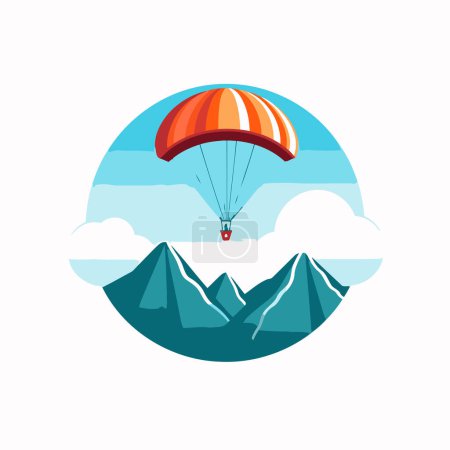 Ilustración de Paracaídas volando en el cielo. Ilustración vectorial en estilo plano - Imagen libre de derechos