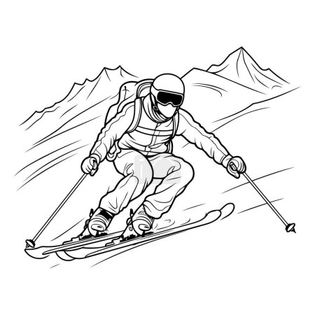Téléchargez les illustrations : Je skie. skieur. skieur. skieur. freeride. freeride. Illustration vectorielle du skieur en montagne. - en licence libre de droit