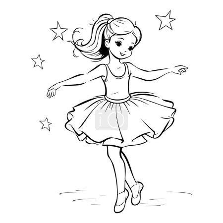 Téléchargez les illustrations : Jolie petite fille ballerine dans un tutu. Illustration vectorielle. - en licence libre de droit