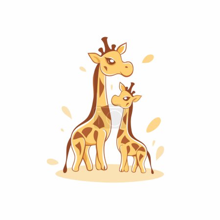 Téléchargez les illustrations : Famille Girafe. Maman ! père et bébé. Illustration vectorielle - en licence libre de droit