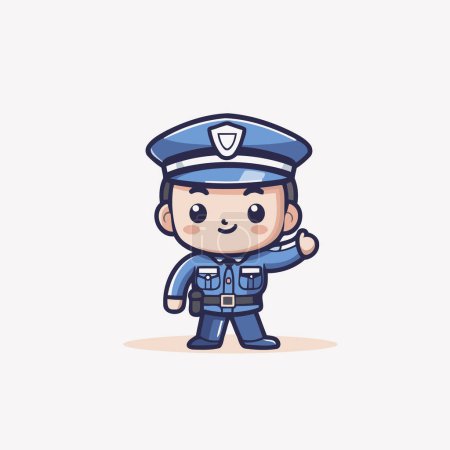 Téléchargez les illustrations : Mascotte de personnage policier Illustration vectorielle. mignon dessin animé policier - en licence libre de droit