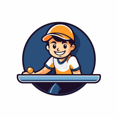 Illustration for Cute boy playing table tennis. Vector illustration in cartoon style. - Royalty Free Image