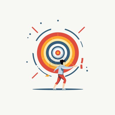 Illustration for Target and goal concept. Vector illustration in flat style. Isolated on white background. - Royalty Free Image