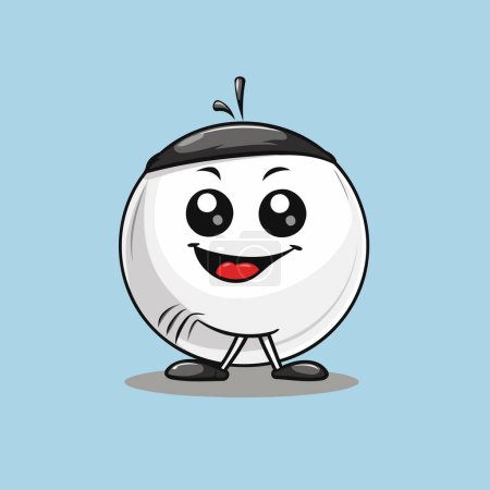 Téléchargez les illustrations : Mignon personnage de dessin animé balle de golf blanc avec visage heureux. Illustration vectorielle - en licence libre de droit