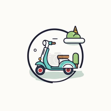 Illustration for Cute scooter icon in trendy linear style. Vector illustration. - Royalty Free Image