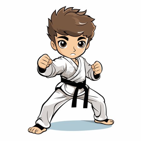 Illustration for Karate boy vector illustration isolated on white background. Cartoon karate boy. - Royalty Free Image