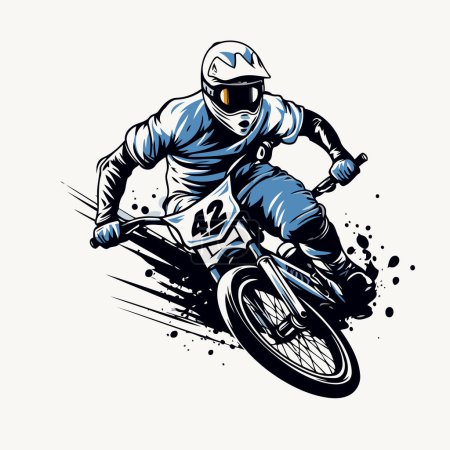 Téléchargez les illustrations : Illustration vectorielle d'un motocross sur fond blanc. - en licence libre de droit