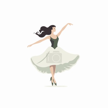 Beautiful ballerina in a white tutu. Vector illustration.