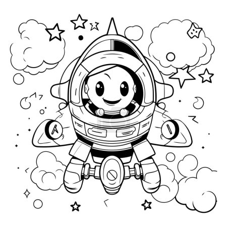 Ilustración de Ilustración vectorial del libro para colorear de carácter de astronauta de dibujos animados para niños - Imagen libre de derechos