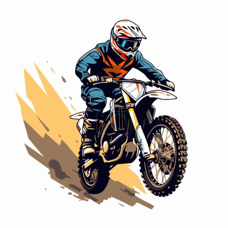 Téléchargez les illustrations : Motocross coureur sur la course de motocross. Illustration vectorielle - en licence libre de droit