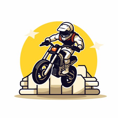 Illustration for Motocross rider. Vector illustration of a motorcyclist on a motorcycle. - Royalty Free Image