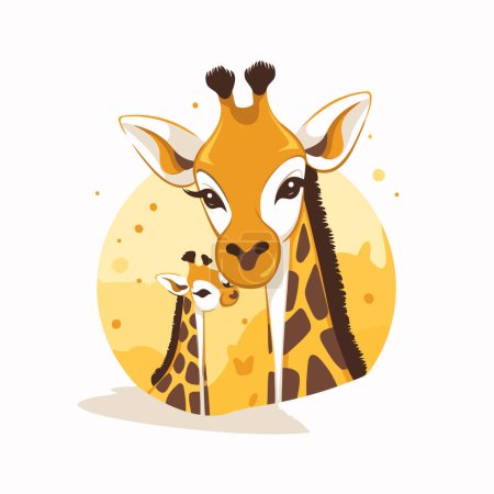 Téléchargez les illustrations : Girafe dessin animé vecteur Illustration isolé sur un fond blanc. - en licence libre de droit