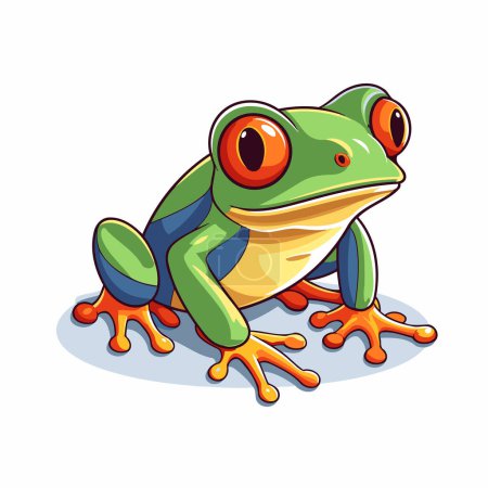 Zeichentrickfigur Frosch. Vektor-Illustration isoliert auf weißem Hintergrund.