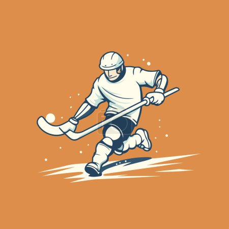 Illustration for Ice hockey player. Vector illustration of a hockey player in action. - Royalty Free Image