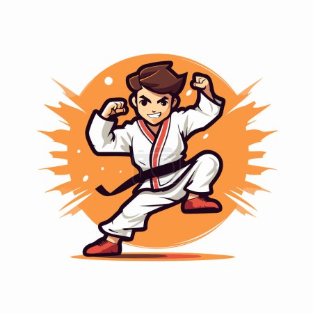 Illustration for Taekwondo. Vector illustration of a taekwondo fighter. - Royalty Free Image