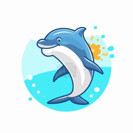 Illustration for Dolphin icon. logo. emblem. Vector illustration in cartoon style - Royalty Free Image