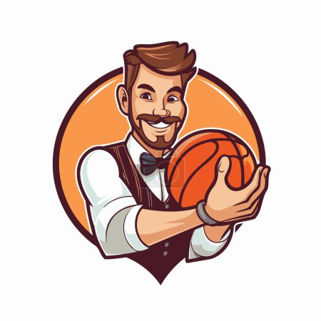 Ilustración de Jugador de baloncesto con pelota. Ilustración vectorial de un jugador de baloncesto con balón. - Imagen libre de derechos