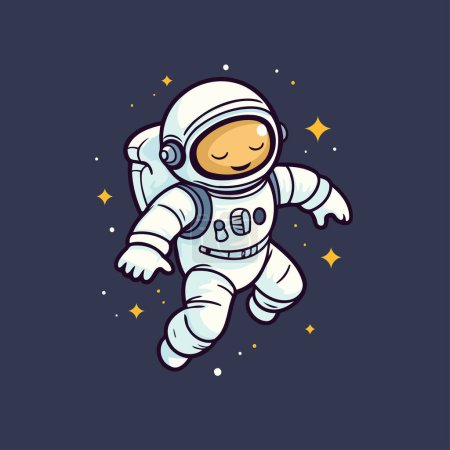 Illustration for Astronaut in space. Vector illustration. Isolated on dark background. - Royalty Free Image