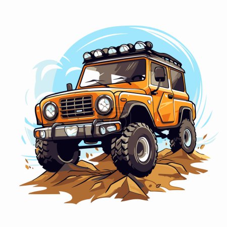 Illustration for Off-road vehicle in the mud. Vector illustration on white background. - Royalty Free Image