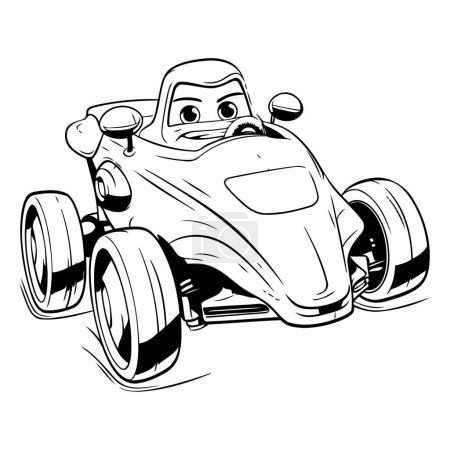 Téléchargez les illustrations : Illustration d'une voiture de course sur fond blanc. Illustration vectorielle - en licence libre de droit