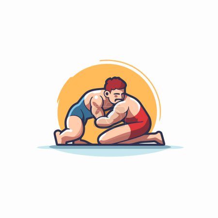 Ilustración de Ilustración de un hombre fuerte en una pose de lucha libre. ilustración vectorial - Imagen libre de derechos