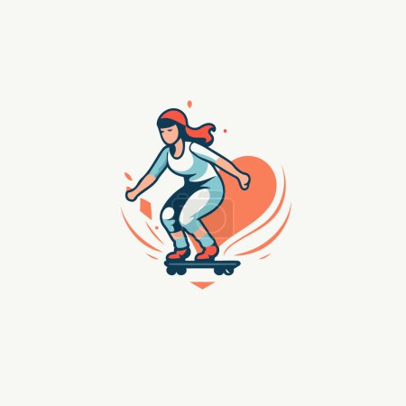Illustration for Skateboarder girl riding a skateboard. Vector illustration. - Royalty Free Image