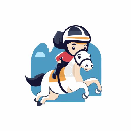 Téléchargez les illustrations : Illustration d'un jockey monté à cheval. Illustration vectorielle. - en licence libre de droit