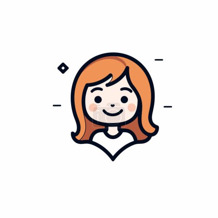 Illustration for Cute girl cartoon character vector illustration. Cute little girl icon. - Royalty Free Image