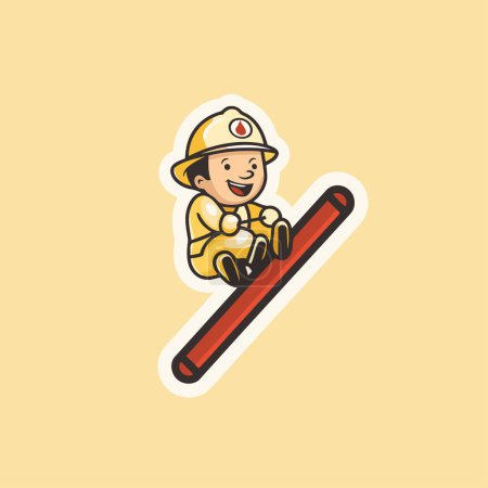 Téléchargez les illustrations : Icône pompier. Illustration vectorielle du pompier en uniforme et casque - en licence libre de droit