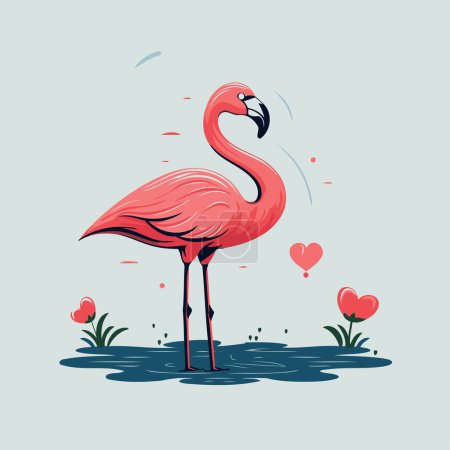 Téléchargez les illustrations : Flamant rose amoureux. Illustration vectorielle d'un flamant rose. - en licence libre de droit