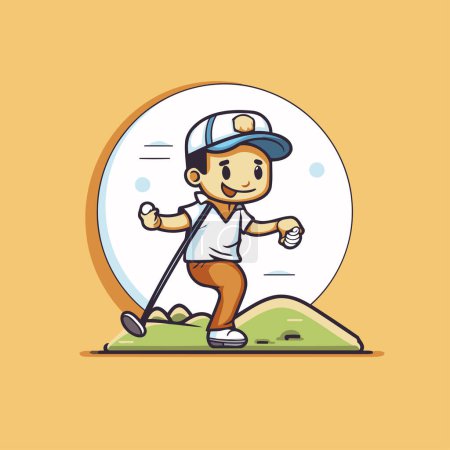 Golfer Zeichentrickfigur Vektor Illustration. Design der Golfspieler-Ikone.