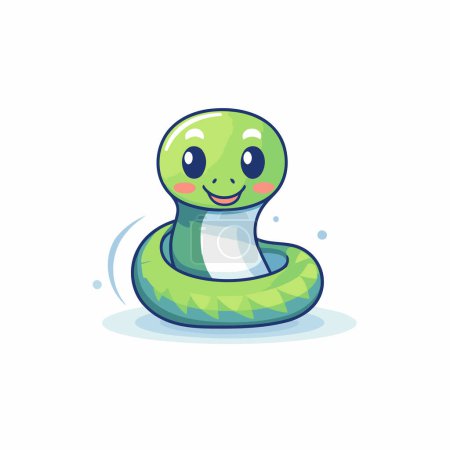 Ilustración de Lindo vector de personajes de dibujos animados serpiente verde Ilustración sobre un fondo blanco - Imagen libre de derechos