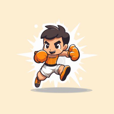 Illustration for Boy boxer cartoon character. Vector illustration isolated on a white background. - Royalty Free Image