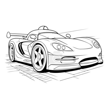 Téléchargez les illustrations : Croquis d'une voiture de sport sur fond blanc. Illustration vectorielle - en licence libre de droit