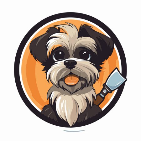 Illustration for Cute Shih Tzu dog with a trowel vector illustration - Royalty Free Image